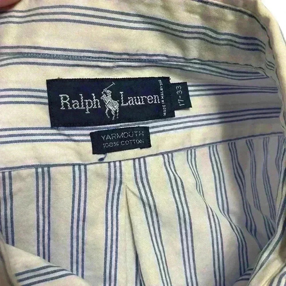 Ralph Lauren 17-33 Long Sleeve Dress Shirt with French seams Blue & White - Picture 3 of 7